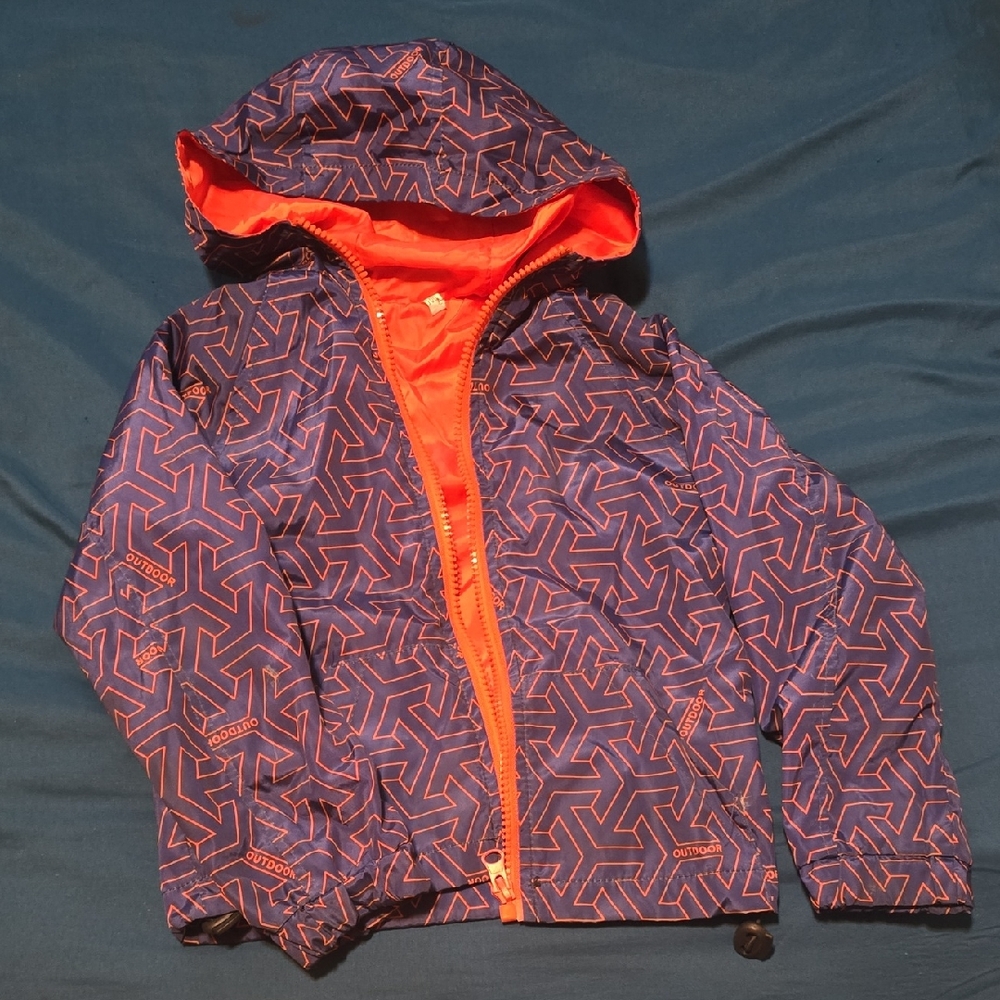 Kids Geometric Pattern Jacket in Blue and Orange